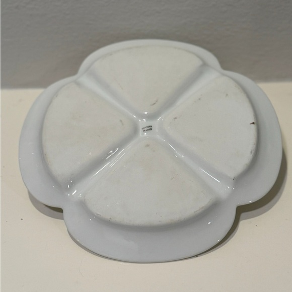 Vintage Limoges France White Porcelain Sectioned Tray w/ Floral Detailed Handle - Picture 6 of 9